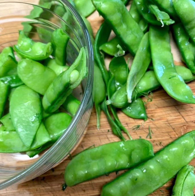 Freshly picked spring peas.