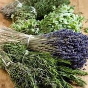 Bouquets of herbs making up Blend